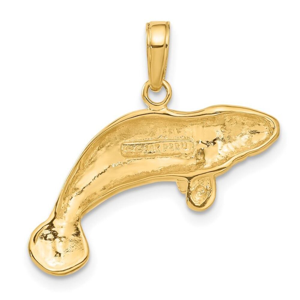 14k Yellow Gold Solid Polished Manatee Pendant - image 3